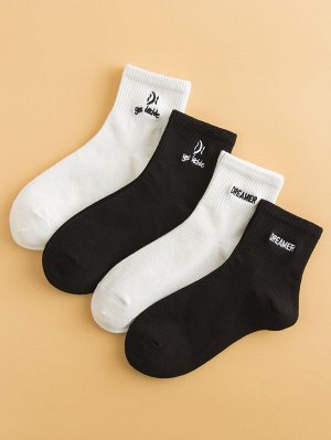 4 пары мужские носки с текстовым принтом