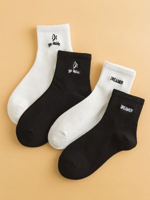 4 пары мужские носки с текстовым принтом
