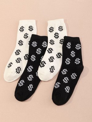 Мужские носки с принтом доллара 2 пары