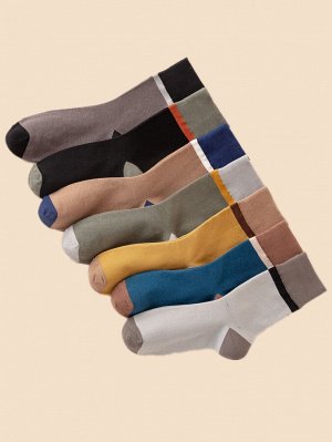 7 пар Мужские контрастные носки до середины голени