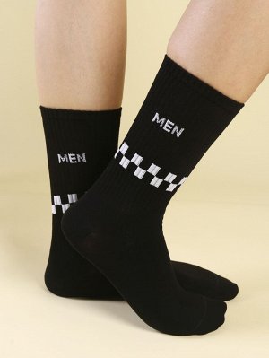 Мужские носки до середины голени с текстовым принтом