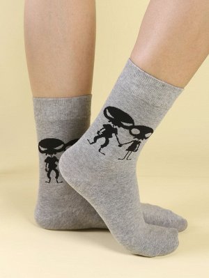 Мужские носки до середины голени с принтом инопланетянина