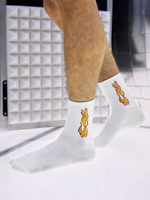 Мужские носки до середины голени с принтом пламени