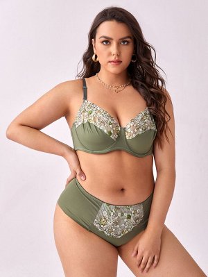 Комплект нижнего белья Plus size на косточках с вышивкой