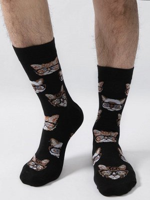 Мужские носки с узором кошки