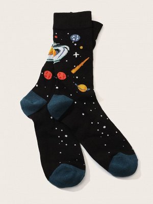 Мужские носки с узором планеты 1 пара