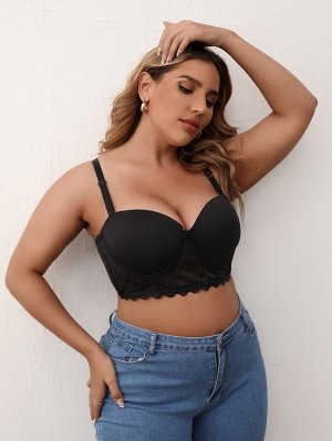 Бюстгальтер Plus size на косточках с кружевной отделкой