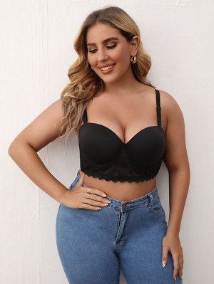 Бюстгальтер Plus size на косточках с кружевной отделкой