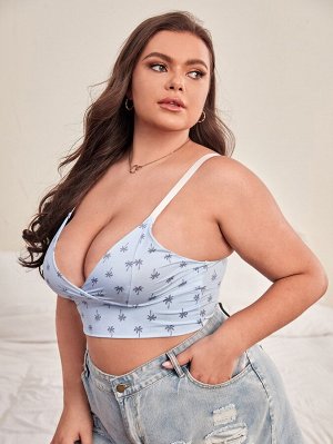 Plus size Длинный бралетт с принтом пальмы