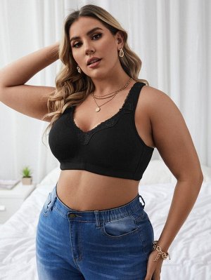 Plus size Бралетт с кружевной отделкой