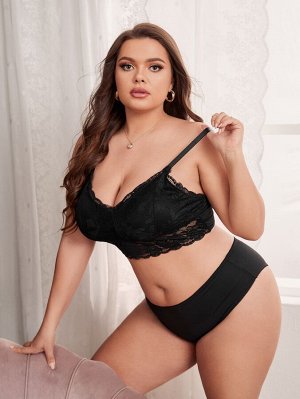 Бралетт Plus size с цветочным кружевом