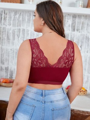 SheIn Plus size Бралетт с кружевной отделкой со сборками