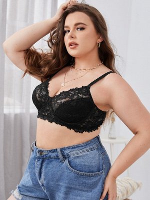 Бюстгальтер с кружевом на косточках Plus size