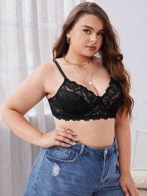 Бюстгальтер с кружевом на косточках Plus size