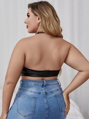 Бралетт на шнурках из искусственной кожи Plus size