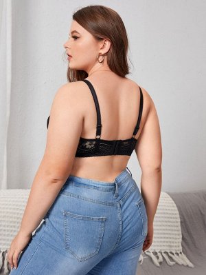 Однотонный бюстгальтер с бантом Plus size