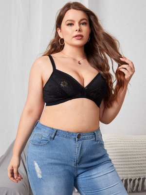 Однотонный бюстгальтер с бантом Plus size