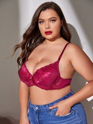 Plus size Бюстгальтер кружевной на косточках