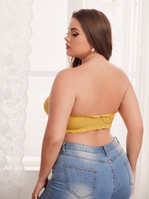 Бралетт в рубчик с волнистой отделкой со сборками Plus size