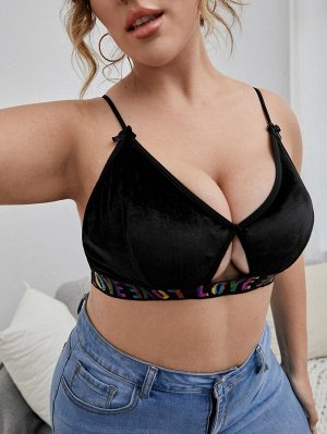 Бралетт с текстовой лентой с разрезом Plus size