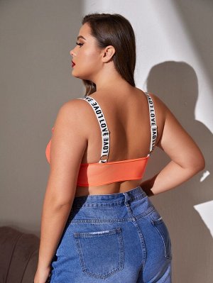 Plus size Бралетт кружевной с текстовой лентой