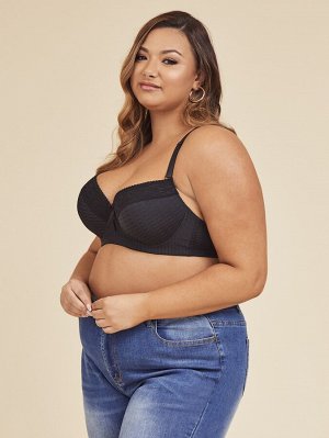 Plus size Полная чашка с кружевной отделкой на косточках