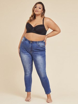 Plus size Полная чашка с кружевной отделкой на косточках