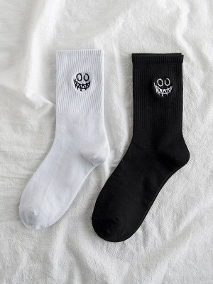 2 пары мужские носки с мультипликационной вышивкой