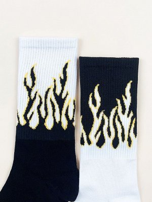 2 пары мужские носки с узором огня
