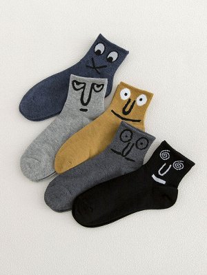 5 пар Мужские носки с мультипликационным рисунком