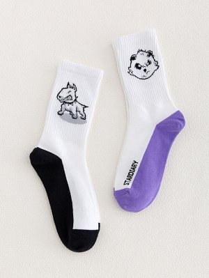 2 пары мужские носки с рисунком животных