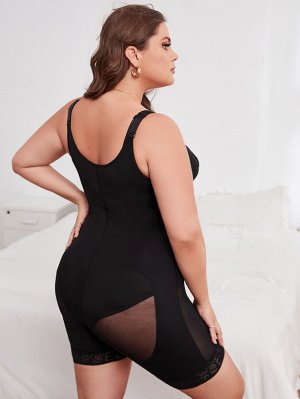 Plus size Корректирующее боди контрастный сетчатый