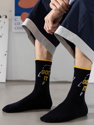 5 пар Мужские носки с текстовым рисунком