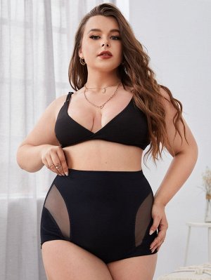 SheIn Plus size Корректирующие шорты контрастный сетчатый