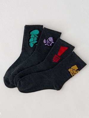 4 пары Мужские носки с графическим рисунком