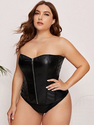 Тренер для талии из искусственной кожи на молнии Plus size