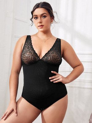 Боди Plus size с кружевной отделкой