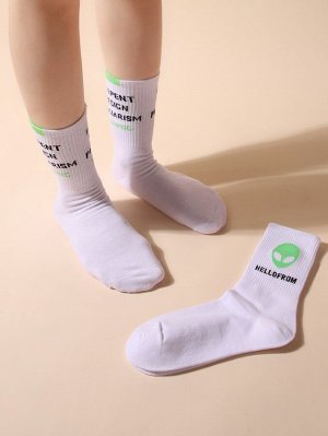 2 пары Мужские носки до середины голени с текстовым принтом