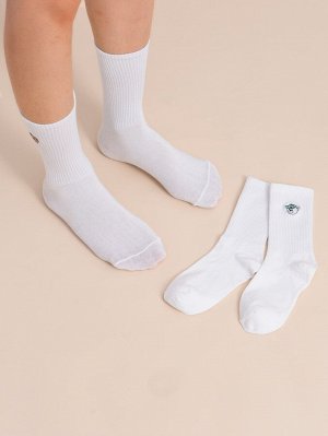 SheIn 2 пары Мужские носки с вышивкой