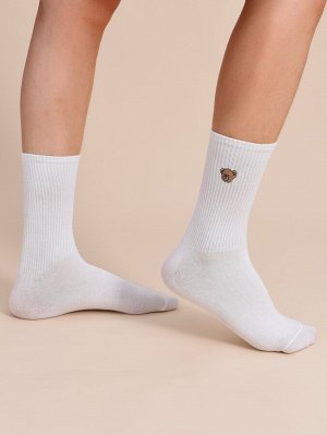 SheIn 2 пары Мужские носки с вышивкой
