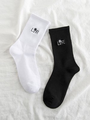 2 пары мужские носки с текстовой вышивкой