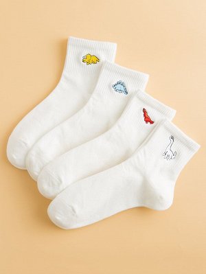 4 пары мужские носки с вышивкой животных