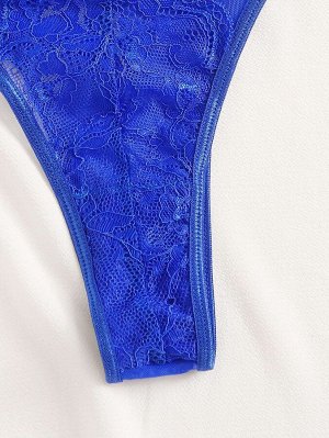 Синий Ровный цвет Сексуальное женское белье