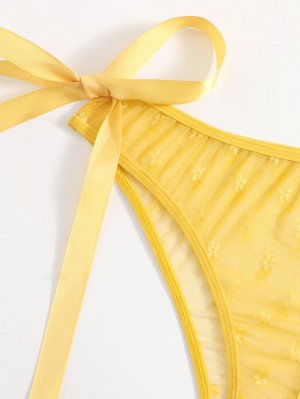 Комплект сетчатого нижнего белья с цветочным принтом