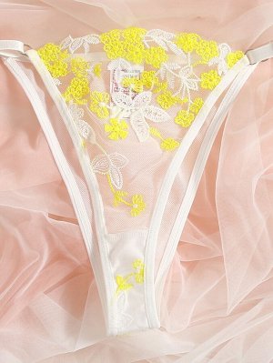 Комплект нижнего белья с цветочной вышивкой на косточках