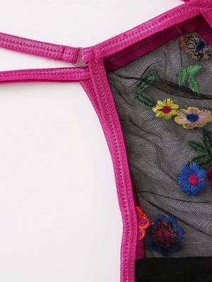 Вышивка Со цветочками Сексуально-женское белье