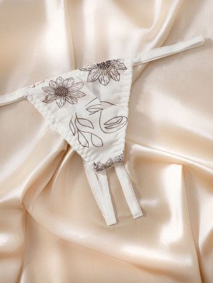 Комплект нижнего белья с цветочным принтом с разрезом на косточках
