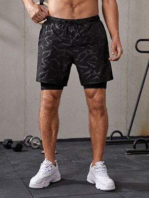 SheIn Мужские спортивные шорты с геометрическим принтом на кулиске