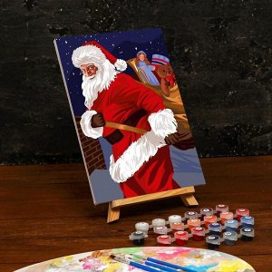 Картина по номерам на холсте с подрамником «Санта с подарками» 20x30 см