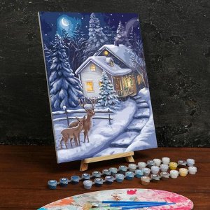 Картина по номерам на холсте с подрамником «Зимняя ночь» 30x40 см